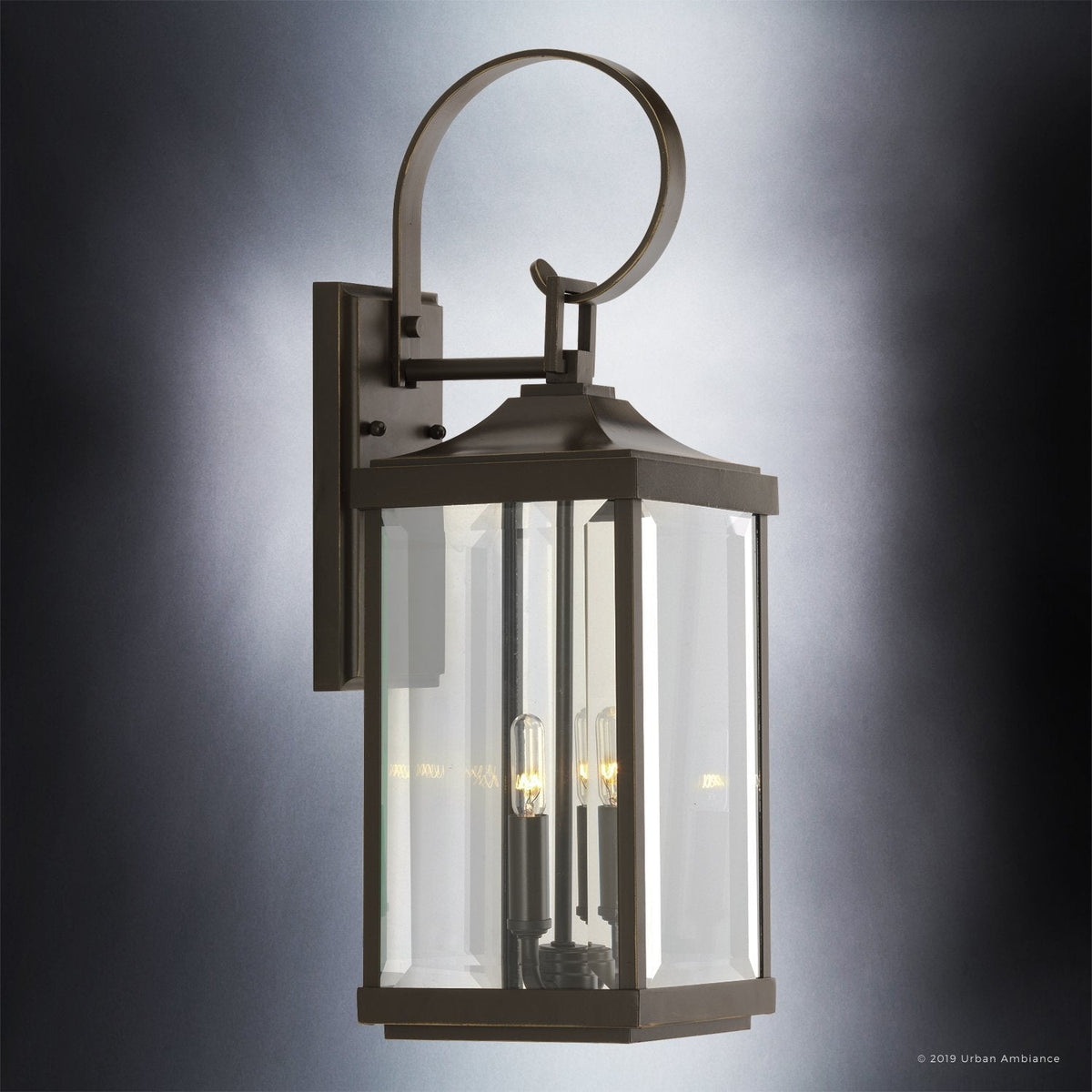 Outdoor Sconce Light 22 Inch Bronze Finish Exterior Lantern Fixture with Beveled Glass for Entryway Patio Porch House Facade Traditional Col