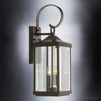 Outdoor Sconce Light 22 Inch Bronze Finish Exterior Lantern Fixture with Beveled Glass for Entryway Patio Porch House Facade Traditional Col