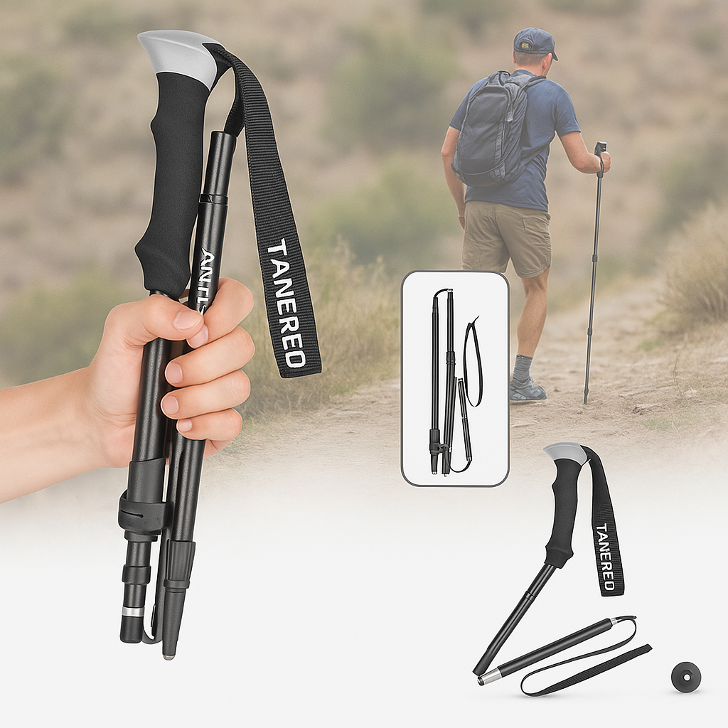 Telescoping Trail Poles for Hiking 43-53 in Collapsible Lightweight Alloy Support Sticks with Quick-Lock Mechanism for Mountain Trekking For