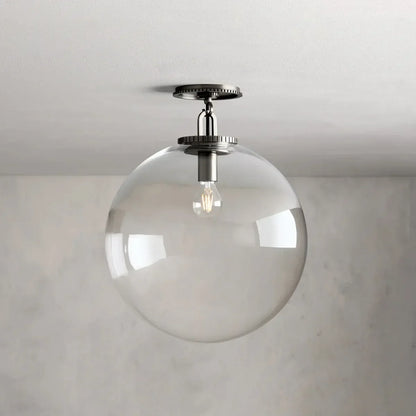 Globe Ceiling Light Fixture Steel Frame E26 Socket Flush Mount for Living Room Bedroom Hallway Entryway Modern Farmhouse Industrial Lighting