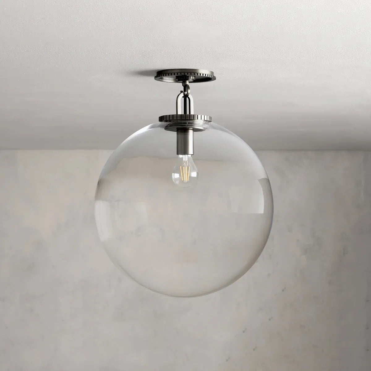 Globe Ceiling Light Fixture Steel Frame E26 Socket Flush Mount for Living Room Bedroom Hallway Entryway Modern Farmhouse Industrial Lighting