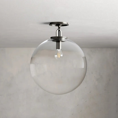 Globe Ceiling Light Fixture Steel Frame E26 Socket Flush Mount for Living Room Bedroom Hallway Entryway Modern Farmhouse Industrial Lighting
