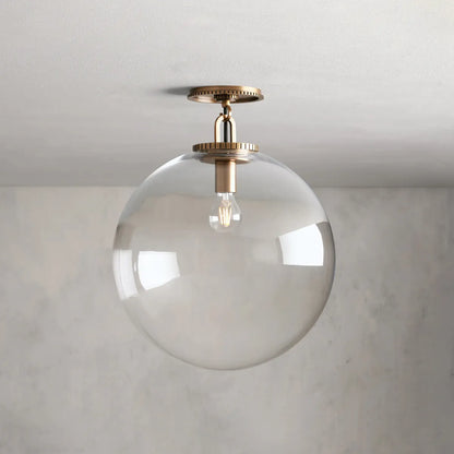 Globe Ceiling Light Fixture Steel Frame E26 Socket Flush Mount for Living Room Bedroom Hallway Entryway Modern Farmhouse Industrial Lighting