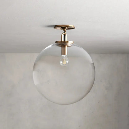 Globe Ceiling Light Fixture Steel Frame E26 Socket Flush Mount for Living Room Bedroom Hallway Entryway Modern Farmhouse Industrial Lighting