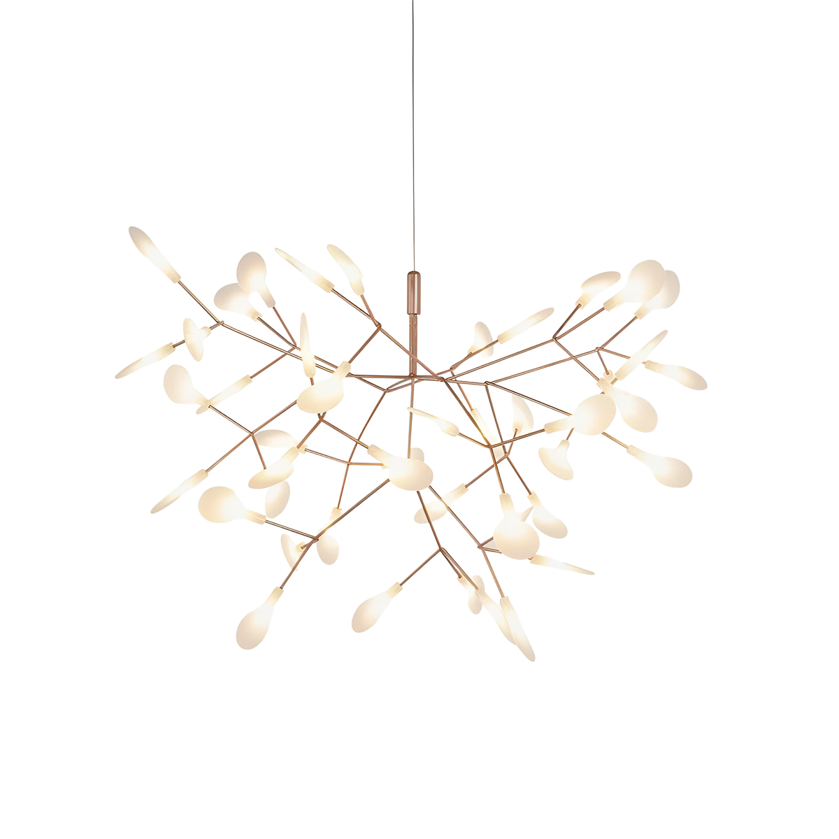 Rose Gold Hanging Light Fixture 28 in Wide 45 LED Branches Modern Dining Room Chandelier for Living Room High Ceiling Kitchen Island Ambient