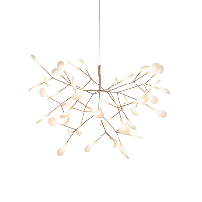 Rose Gold Hanging Light Fixture 28 in Wide 45 LED Branches Modern Dining Room Chandelier for Living Room High Ceiling Kitchen Island Ambient