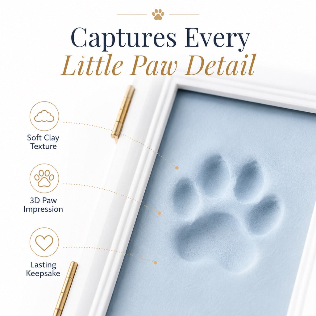 Ortekor Pet Paw Print Frame Kit for Dogs & Cats - DIY Keepsake Photo Frame for Home Display, First Paw Memories & Pet Loss Sympathy Gift