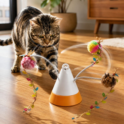 Ortekor MiaSpin 360 Magnetic Rotating Cat Teaser Toy for Indoor Cats - USB-C Hands-Free Play to Beat Boredom