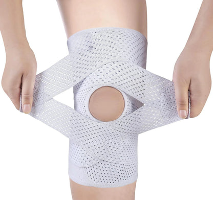 Adjustable Compression Knee Sleeve with Hook-and-Loop Support System for Running, Sports & Daily Stability