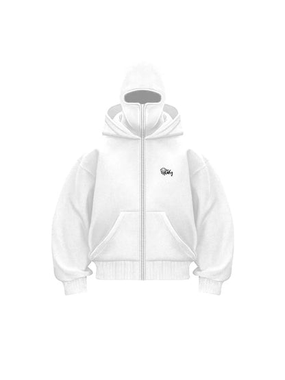 Full-Face Zippered Hoodie for Men – Cold-Weather Sweatshirt with Integrated Ski Mask & Fleece Lining for Winter Sports