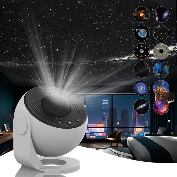 Celestial Night Light Projector with 13 Interchangeable Space Disks, 360° Rotation, HD Cosmic Display for Bedroom, Nursery & Home Decor
