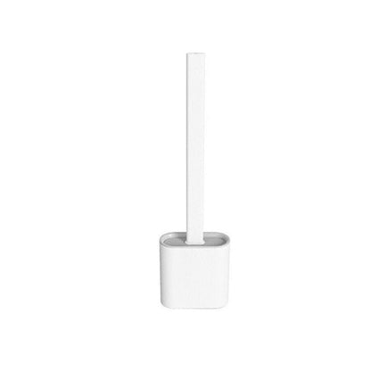 Wall-Mount Silicone Toilet Brush Set White Quick-Dry Flexible Head Hygienic Bathroom Cleaner Compact Space-Saver for Guest Bath En-Suite Mod