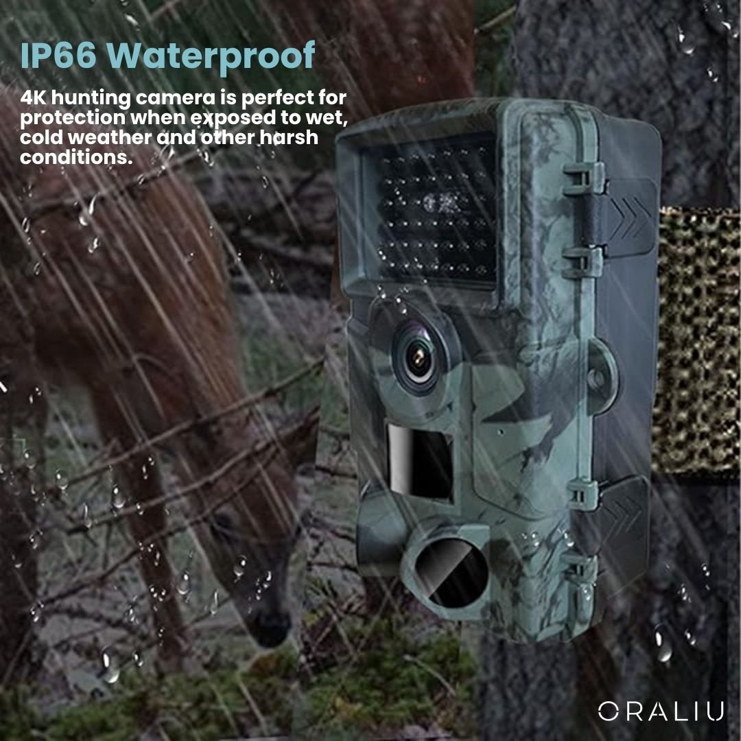 60MP Trail Camera with 4K Video Recording, Night Vision & Smartphone App – Waterproof Wildlife Monitoring System for Hunting, Property