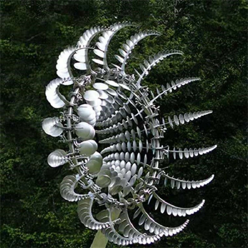 Rotating Garden Wind Spinner Outdoor Metal Sculpture 39 Inch Dual Motion Yard Stake Decor for Lawn Patio Colorful Reflective Kinetic