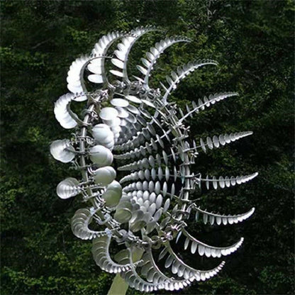 Rotating Garden Wind Spinner Outdoor Metal Sculpture 39 Inch Dual Motion Yard Stake Decor for Lawn Patio Colorful Reflective Kinetic