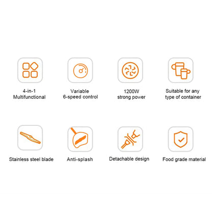4-in-1 Immersion Blender with 1200W Motor & 6-Speed Control – Hand Blender Set with Chopper, Whisk & Cup for Soups, Smoothies, Sauces