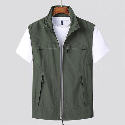 Quick-Dry Mesh Vest for Men Multi-Pocket Outdoor Fishing Hiking Travel Sleeveless Jacket Breathable Lightweight Adventure Gear