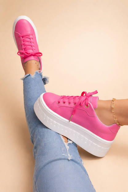 Thick Sole Lace-Up Athletic Shoes for Women – Height Boosting Fashion Sneakers for Everyday Wear