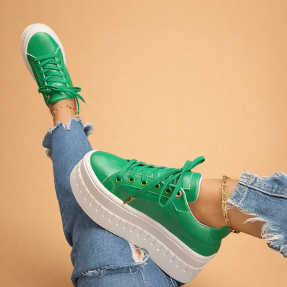 Thick Sole Lace-Up Athletic Shoes for Women – Height Boosting Fashion Sneakers for Everyday Wear