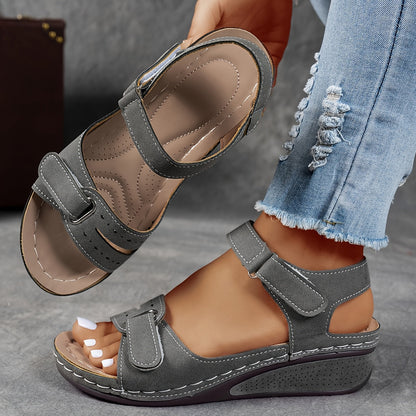 Women's Cushioned Platform Sandals with Arch Support – Adjustable Hook-and-Loop Straps for All-Day Wear – Slip-Resistant Sole