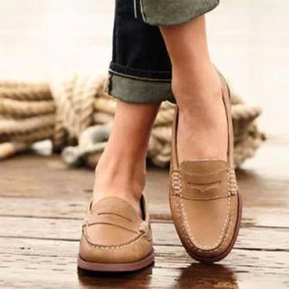 Cushioned Leather Slip-On Loafers for Women – Ergonomic Arch Support Footwear for All-Day Comfort & Casual Style