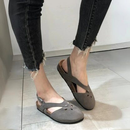 Arch-Support Closed-Toe Slingback Sandals for Women – Adjustable Cross-Strap Summer Footwear with Contoured Footbed for All-Day Wear