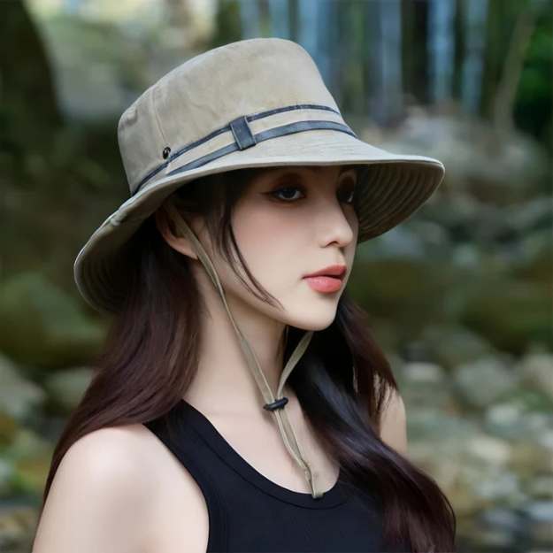 Wide Brim Sun Hat with UPF 50+ UV Protection for Women – Adjustable Chin Strap, Moisture-Wicking Liner, Packable & Windproof for Hiking