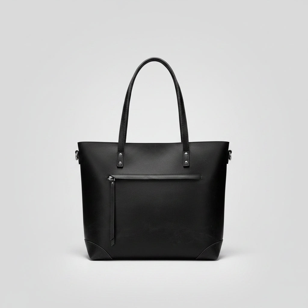 Vintage Leather Tote Bag | Large Zippered Handbag with Adjustable Strap | Stylish Everyday Carry for All Essentials