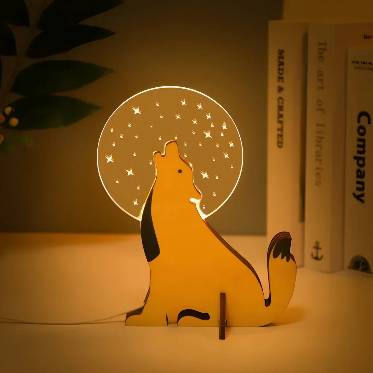 Illuminated Animal Night Light for Kids Room Soft LED Table Lamp Wood Base Acrylic USB Powered Touch Control Pelican Whale Toucan Constellat