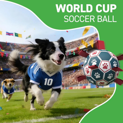 Interactive Dog Toy | Durable Soccer Ball with Mesh Rope Grip | Fun for Outdoor Play