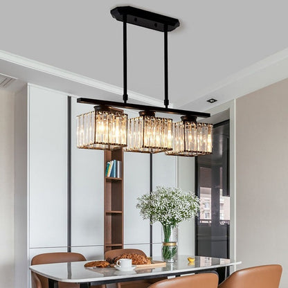 Hanging Fixture with Clear Glass Globes – 3 or 4 Bulb Multi-Head Suspension – Height Adjustable 14-28 in – Black or Gold Metal Frame for Kit