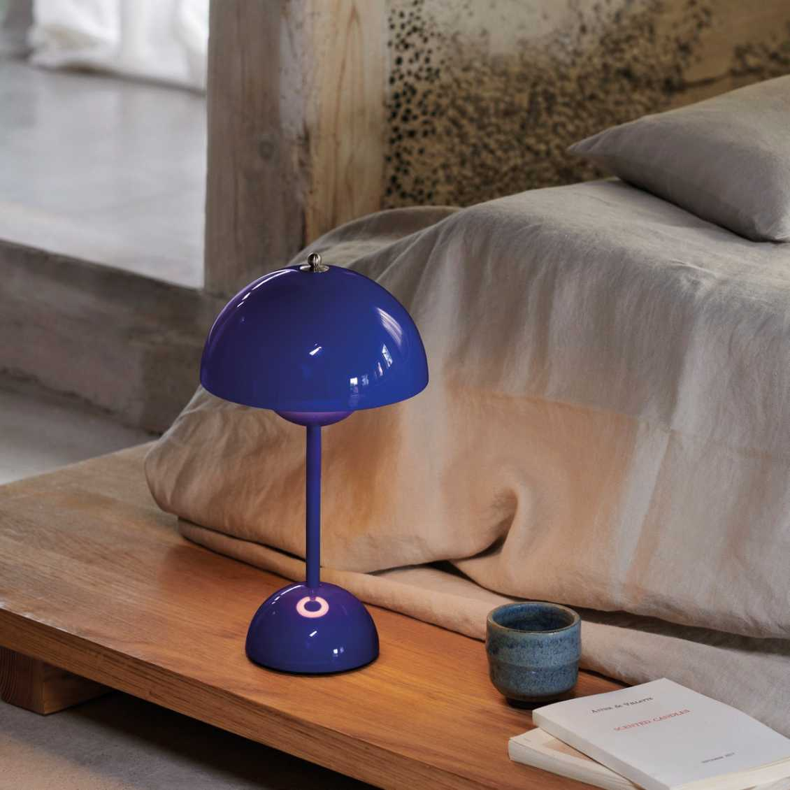 Portable Rechargeable LED Mushroom Lamp — Cordless Nightstand Light with 2000mAh Battery, Warm 3000K Glow for Bedroom, Living Room & Home Of