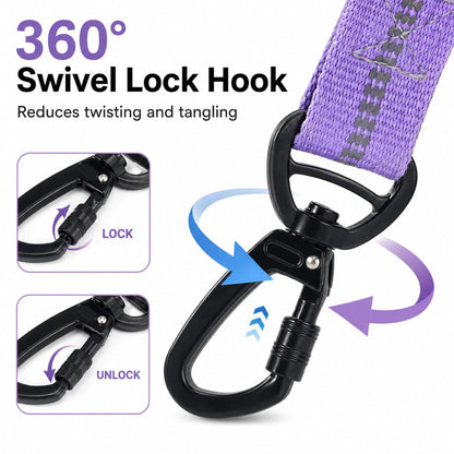 Ortekor Reflective Dog Car Seat Belt Leash for Backseat Travel & Daily Walks - Shock-Absorbing Bungee Tether to Help Reduce Pulling & Driver Distraction