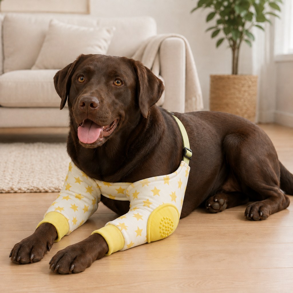 Ortekor Padded Dog Elbow Protector Sleeves for Hard Floors - Dual Front-Leg Coverage for Pressure & Rubbing