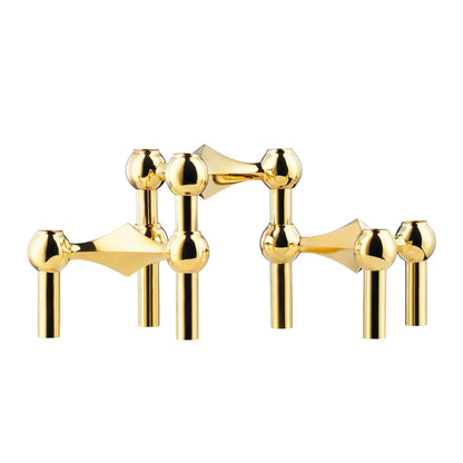 Stackable Brass Candle Holders 2.6 in Height Geometric Accent Pieces for Dining Table Sideboard Living Room Décor