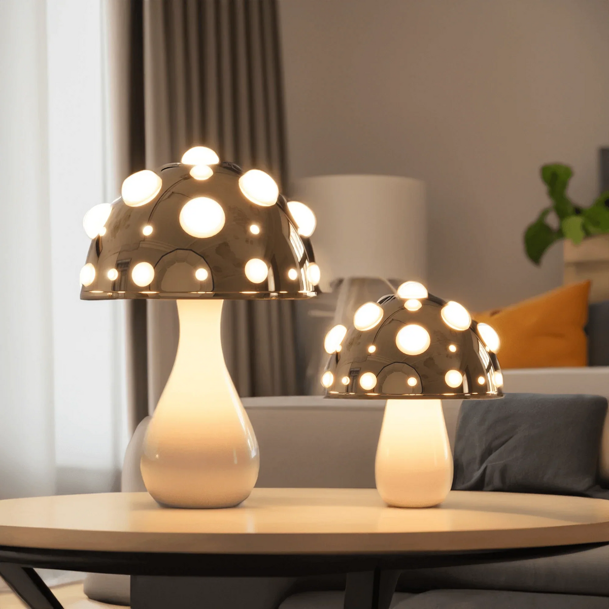 Rechargeable LED Desk Lamp with 3 Brightness Modes, Gold Aluminum Mushroom Night Light for Bedroom, Office & Living Room