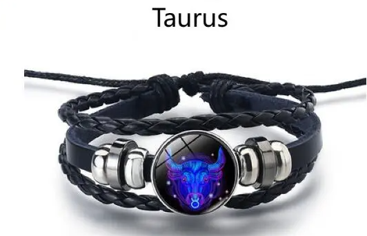 Astrological Sign Leather & Gemstone Bracelet – Handwoven Lapis & Sodalite Jewelry for Men & Women