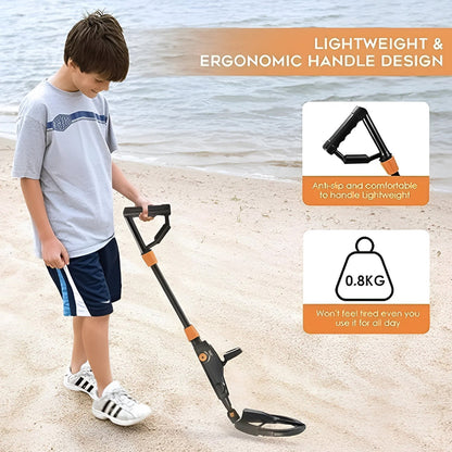 Junior Metal Detector with Waterproof Coil & Target ID – Adjustable Treasure Finder for Kids Ages 6-12 – Beach, Park & Backyard Detecting