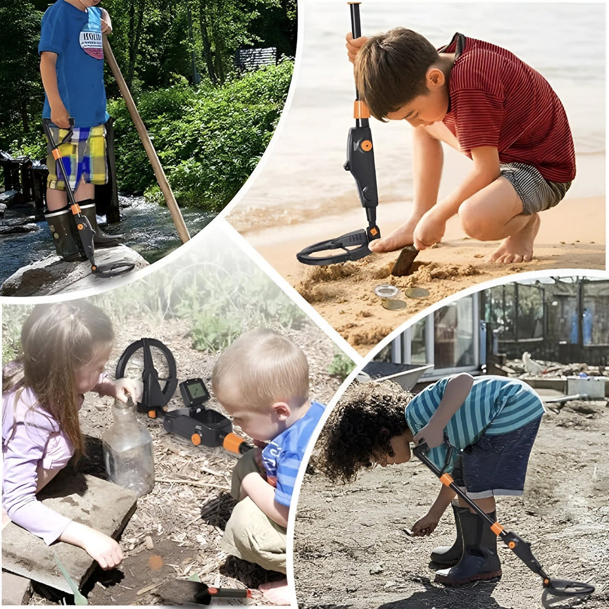 Junior Metal Detector with Waterproof Coil for Kids – Adjustable Treasure Finder with Target ID Mode for Beach, Park & Backyard Adventures