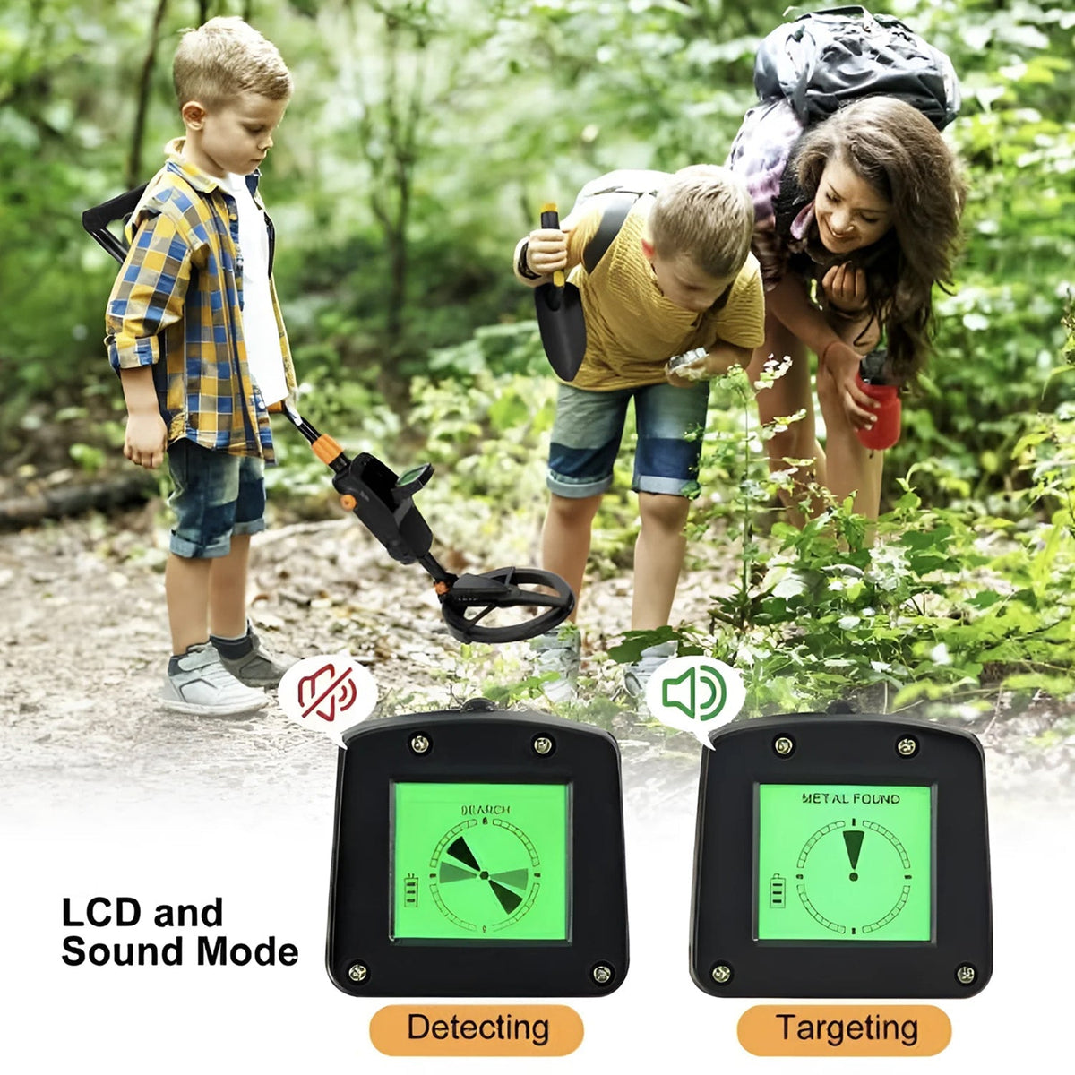 Junior Metal Detector with Waterproof Coil & Target ID – Adjustable Treasure Finder for Kids Ages 6-12 – Beach, Park & Backyard Detecting
