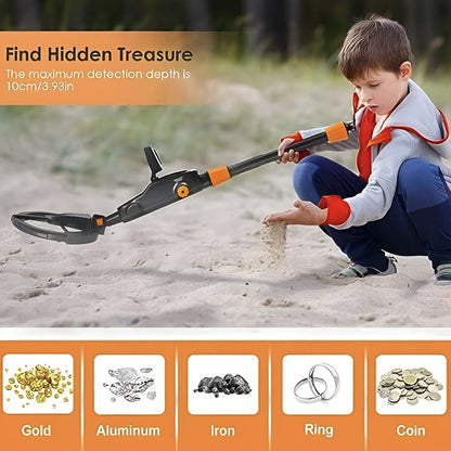 Junior Metal Detector with Waterproof Coil for Kids – Adjustable Treasure Finder with Target ID Mode for Beach, Park & Backyard Adventures