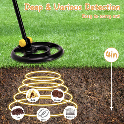 Junior Metal Detector with Waterproof Coil & Target ID – Adjustable Treasure Finder for Kids Ages 6-12 – Beach, Park & Backyard Detecting